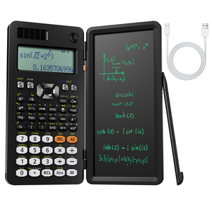 NEWYES NY-991ES Plus Rechargeable Scientific Calculator with Erasable LCD Writing Tablet - Black